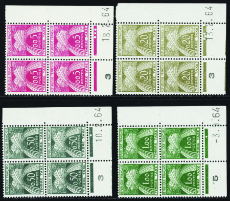 TAXE N°90/94 (sauf 91) Nouveaux francs 4 valeurs 1