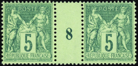 N°75 5c vert millésime 8 neuf ** TB