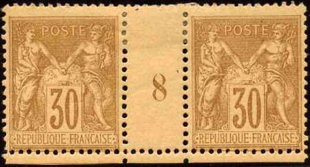 N°80 30c brun-jaune millésime 8 neuf * TB