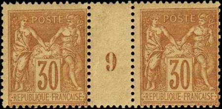 N°80 30c brun-jaune millésime 9 neuf * TB