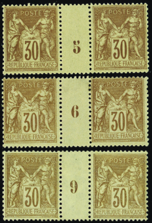 N°80 30c brun-jaune 3 millésimes (5-6-9) neuf * TB