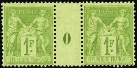 N°82 1f olive millésime 0 neuf * TB