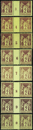 N°85 2c brun-rouge 8 millésimes (3-4-5-6-7-8-9-0) 
