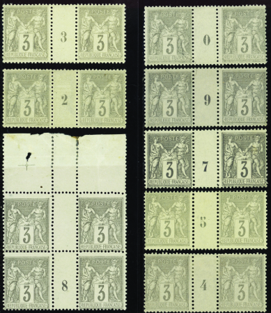 N°87 3c gris 8 millésimes (2-3-4-5-7-8-9-0) neuf *