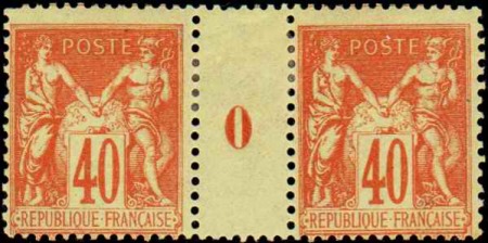 N°94 40c rouge-orange mill 0 neuf * TB