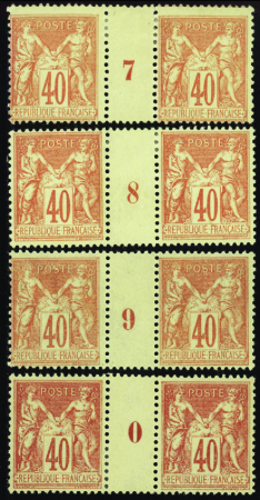 N°94 40c rouge-orange 4 millésimes (7-8-9-0) neuf 