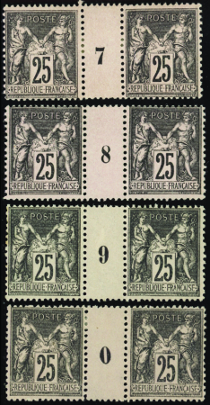 N°97 25c noir sur rose 4 millésimes (7-8-9-0) neuf