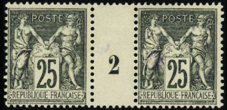 N°97 25c noir sur rose millésime 2 neuf * TB