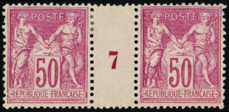 N°98 50c rose millésime 7 neuf * TB