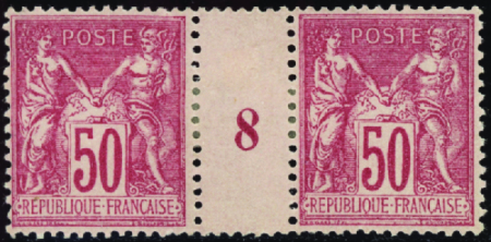 N°98 50c rose millésime 8 neuf * TB