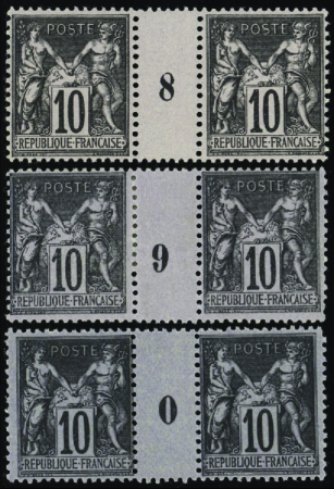 N°103 10c noir 3 millésimes (8-9-0) neuf * TB