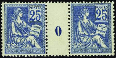 N°114 25c Mouchon bleu millésime 0 neuf ** TB