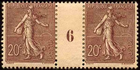 N°131 20c Semeuse lignée millésime 6 neuf * TB