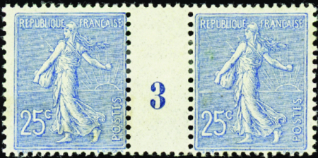 N°132 25c Semeuse lignée millésime 3 neuf * TB