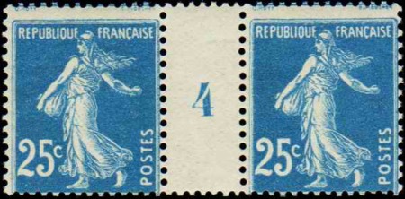 N°140 25c Semeuse bleu type IIIA millésime 4 neuf 