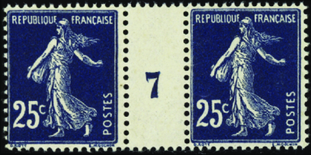 N°140 25c bleu-noir millésime 7 neuf ** TB