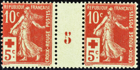 N°147 10c+5c Croix-rouge millésime 5 (interpanneau