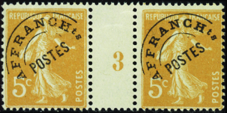 PREOBLITERES N°50 5c Semeuse orange paire millésim