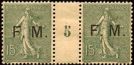 FRANCHISE MILITAIRE N°3 15c Semeuse lignée paire m