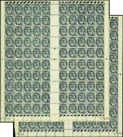 N°107a 1c Blanc 2 feuilles de 100 timbres CD 3-10-