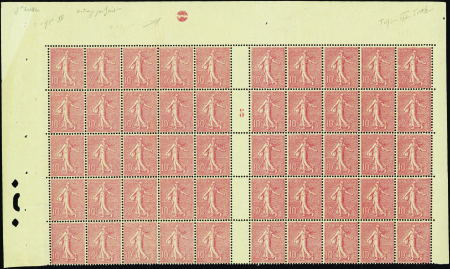 N°129 10c Semeuse lignée haut de feuille de 50 tim