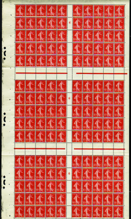 N°135 10c Semeuse chiffres maigres feuille de 150 