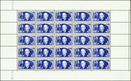 N°398a 50f C Ader papier épais feuille de 25 timbr