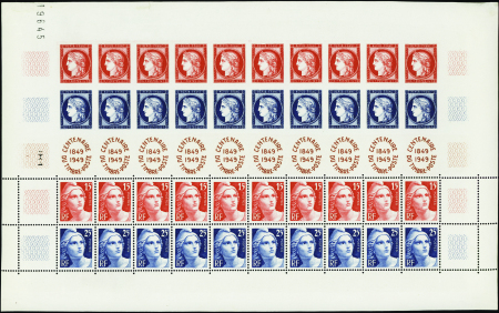 N°833A Centenaire du timbre feuille de 10 bandes n