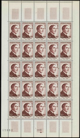 N°989/994 Célébrités 6 valeurs en feuilles de 25 t