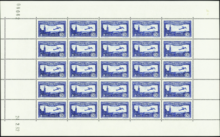 POSTE AERIENNE N°6 1f50 bleu feuille de 25 timbres