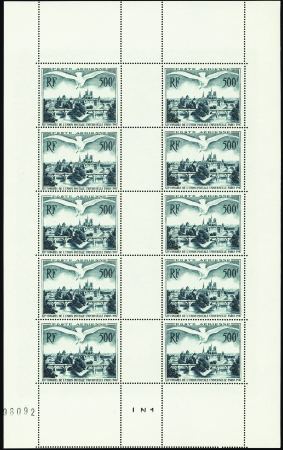 POSTE AERIENNE N°F20 500f UPU feuille de 10 timbre