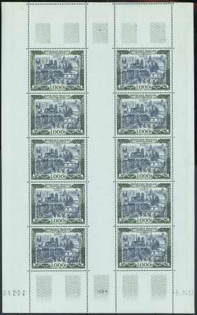 POSTE AERIENNE N°F29 1000F Paris feuille de 10 tim