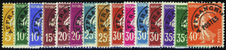 N°50/64 Semeuses 15 valeurs neuf ** TB