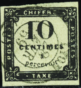 N°1 10c noir obl TB