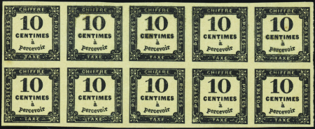 N°2 10c noir bloc de 10 neuf ** TB