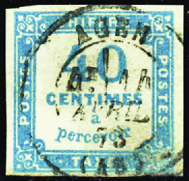 N°7 40c bleu obl TB