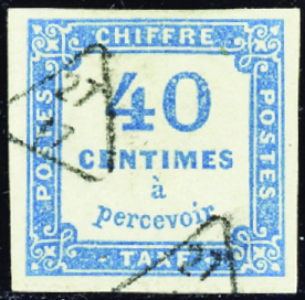 N°7 40c bleu (oblitération de complaisance) TB