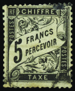 N°24 5f noir obl (pli) TB