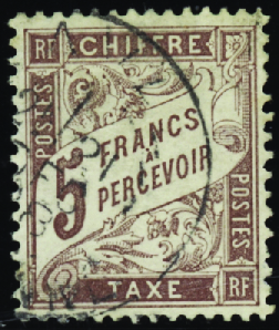 N°27 5f marron TB centré obl TB