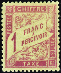 N°39 1f rose sur paille neuf * (défect)