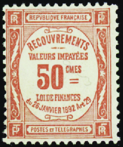 N°47 50c rouge neuf * (quasiment**) TB