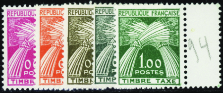 N°90/94 nouveaux francs 5 valeurs neuf ** TB