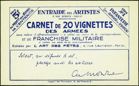 N°10A carnet de 10 vignettes Infanterie neuf ** TB