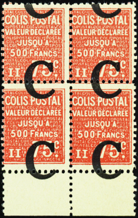 N°112 bloc de 4 surcharge à cheval neuf ** TB
