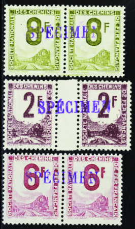 N°2/5/8  3 valeurs en paires surchargées "spécimen