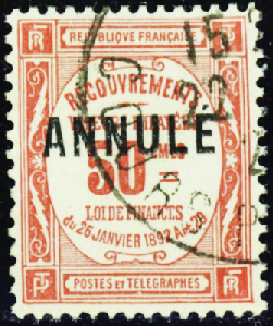 N°47-CI 1 50c rouge obl TB