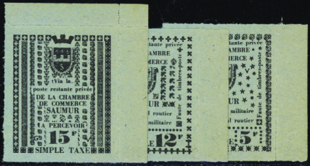 N°4A/4C Saumur noir sur bleu 3 valeurs neuf ** TB