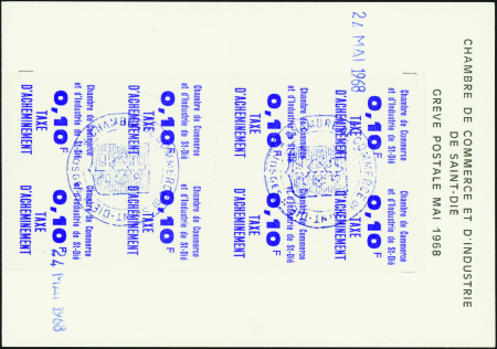 N°7 Saint-Dié bloc de 8 sur carte TB