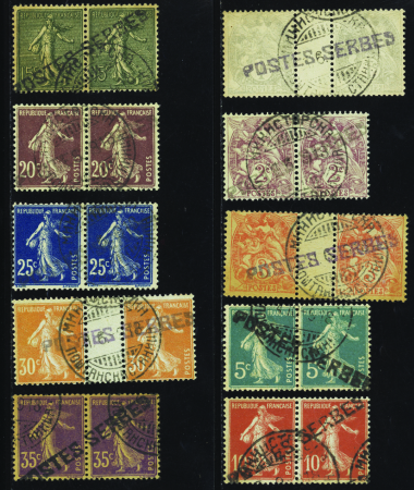 N°1/10 paires surchargées obl TB