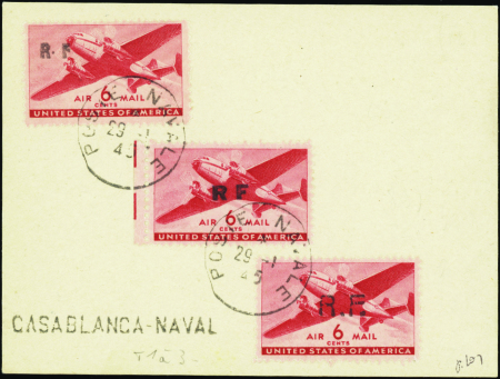 N°23/24/25 6c rouge Casablanca les 3 types obl sur